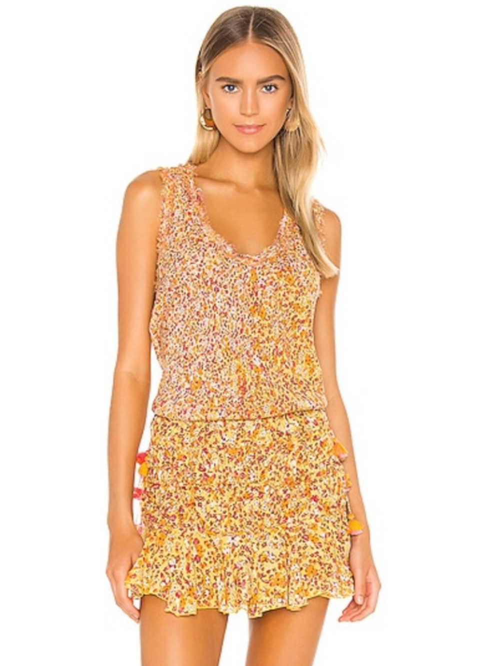 Poupette St. Barth Soledad Tassel Trimmed Mini Dress Large